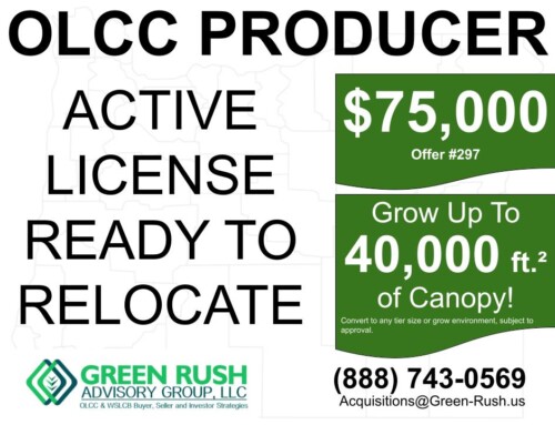 OLCC RECREATIONAL CANNABIS PRODUCER LICENSE FOR SALE, OFFER #297