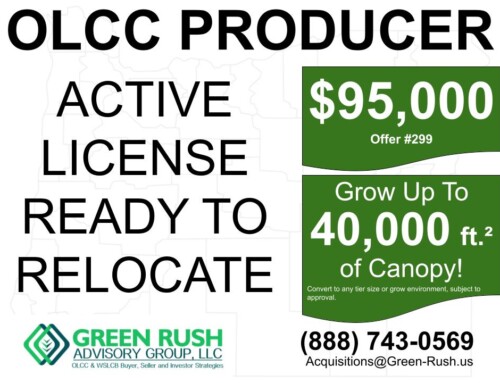 OLCC RECREATIONAL CANNABIS PRODUCER LICENSE FOR SALE Offer #299