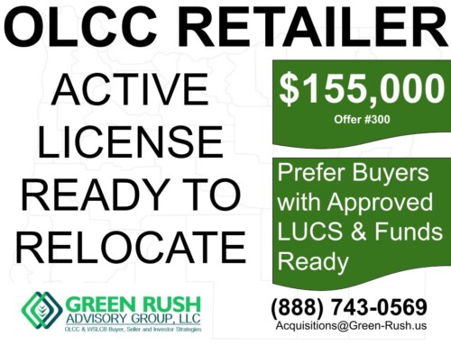 OLCC RECREATIONAL CANNABIS RETAILER LICENSE FOR SALE OFFER #300