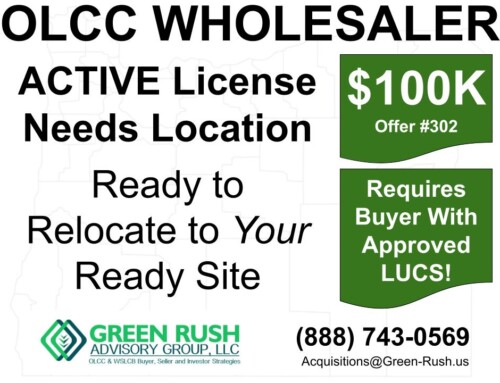 OLCC RECREATIONAL CANNABIS WHOLESALER LICENSE FOR SALE, OFFER #302