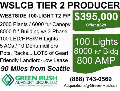 Protected: 100-LIGHT WESTSIDE I-502 / WSLCB TIER 2 CANNABIS PRODUCER/PROCESSOR FOR SALE, OFFER #629
