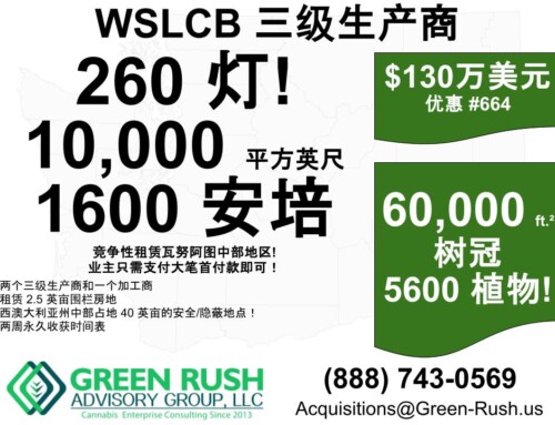 260-Light Central WA I-502 / WSLCB Tier 3 Producer & Tier 3 Producer/Processors For Sale SC, Offer #664