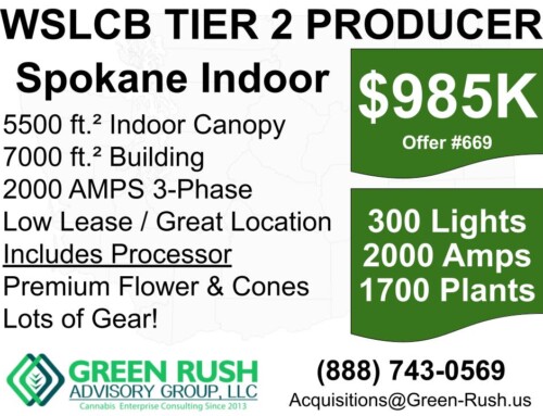 300-Light Spokane Area I-502 / WSLCB Cannabis Producer, Tier 2/ Cannabis Processor For Sale, Offer #669