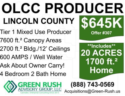 Lincoln County Mixed Use OLCC Recreational Cannabis Producer with 20 Acres and Home For Sale, Offer #307