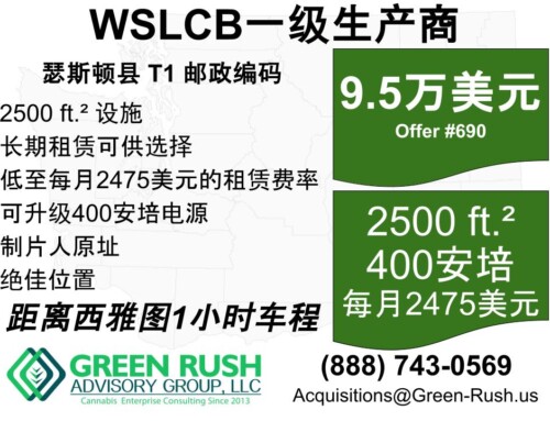 Yelm I-502/WSLCB Tier 1 Cannabis Producer/Processor For Sale, Offer #C690