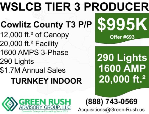 1600 AMP, 290 Light Cowlitz County Tier 3 Producer / Processor For Sale, Offer #693