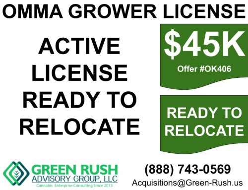 OKLAHOMA OMMA CANNABIS GROWER LICENSE FOR SALE Offer #OK406