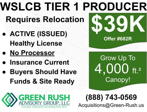 Washington I 502 WSLCB Tier 1 Cannabis Producer License For Sale, Offer #682R