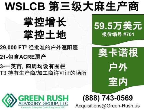 WSLCB TIER 3 PRODUCER/PROCESSOR AND 20 ACRE PROPERTY, OFFER #701C