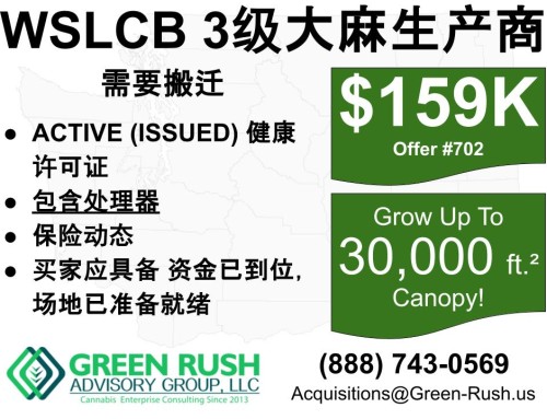 WASHINGTON TIER 3 PRODUCER / PROCESSOR LICENSE FOR SALE, OFFER #702C