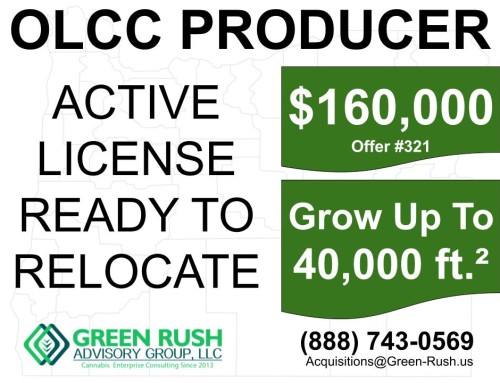 OREGON OLCC RECREATIONAL CANNABIS PRODUCER LICENSE FOR SALE, OFFER #321
