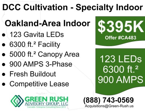 Oakland Area DCC California Specialty Indoor Cannabis Cultivation Turnkey For Sale, Offer #CA483