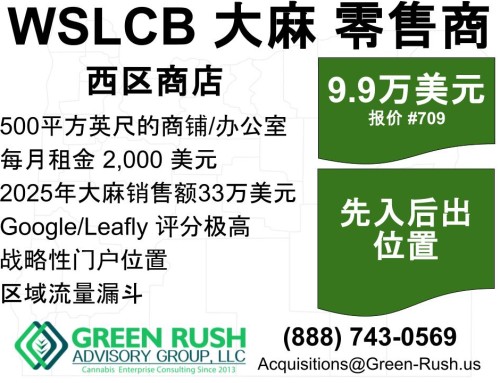 Westside I-502 / WSLCB Cannabis Retailer Store For Sale, Offer #709C